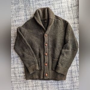 LL Bean Signature Matinicus Rock Shetland Wool Shawl Cardigan Sweater - Medium
